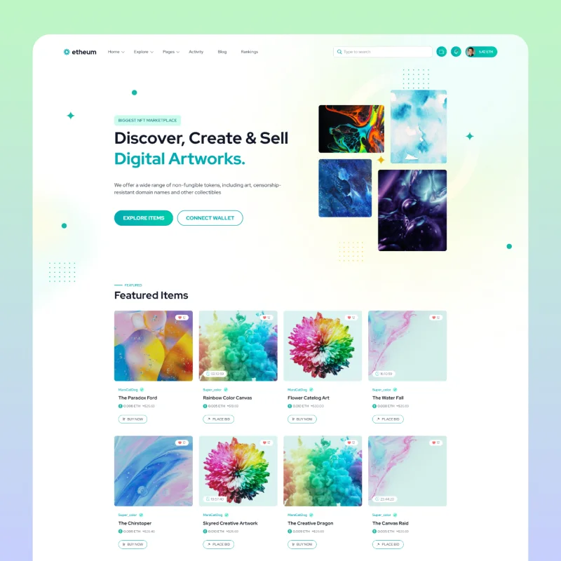 Etheum - NFT Marketplace HTML Site Template