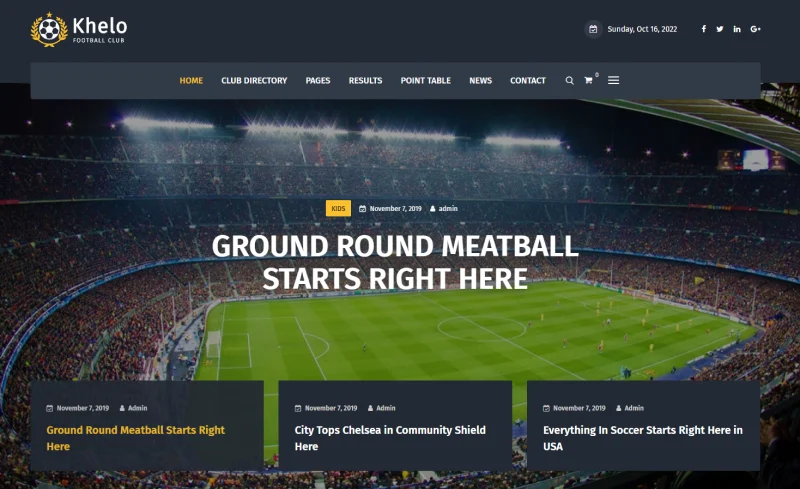 Soccer WordPress Theme