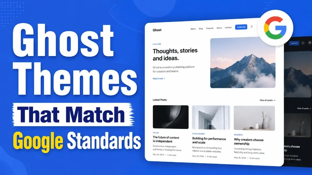 Which Ghost blog themes follow Google's design standards?