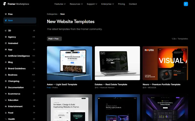 Framer Template Marketplace