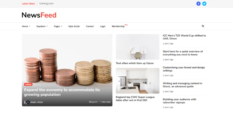 Newsfeed - Ghost News Magazine Theme