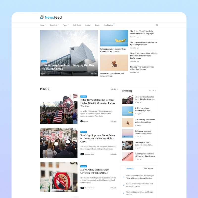 Newsfeed - Ghost Magazine Blog Theme