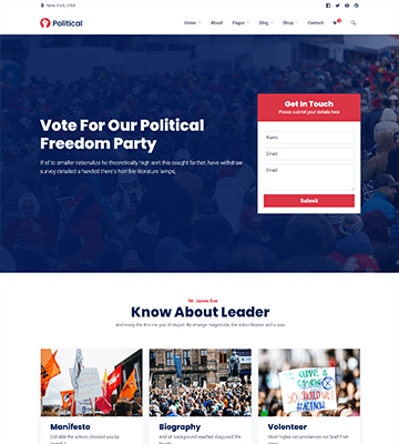 political leader html site template Themeix