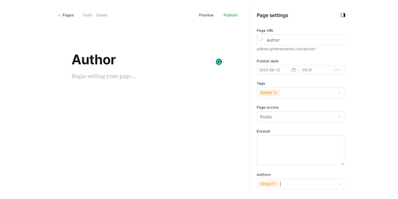 Create Authors Page