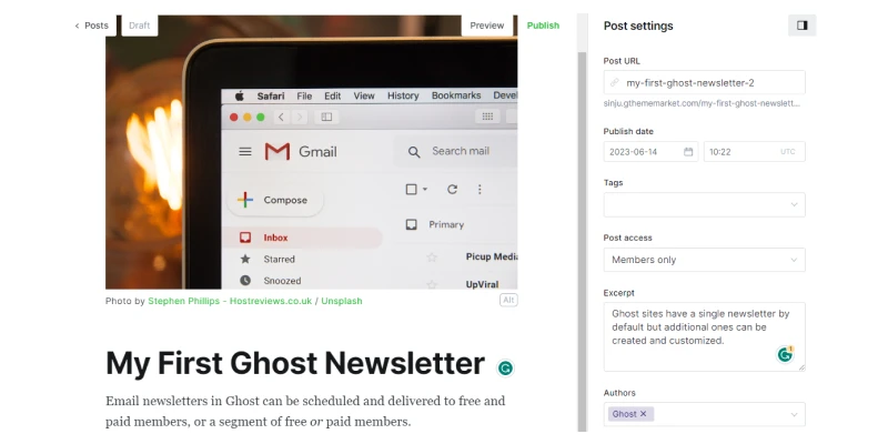 ghost newletter example